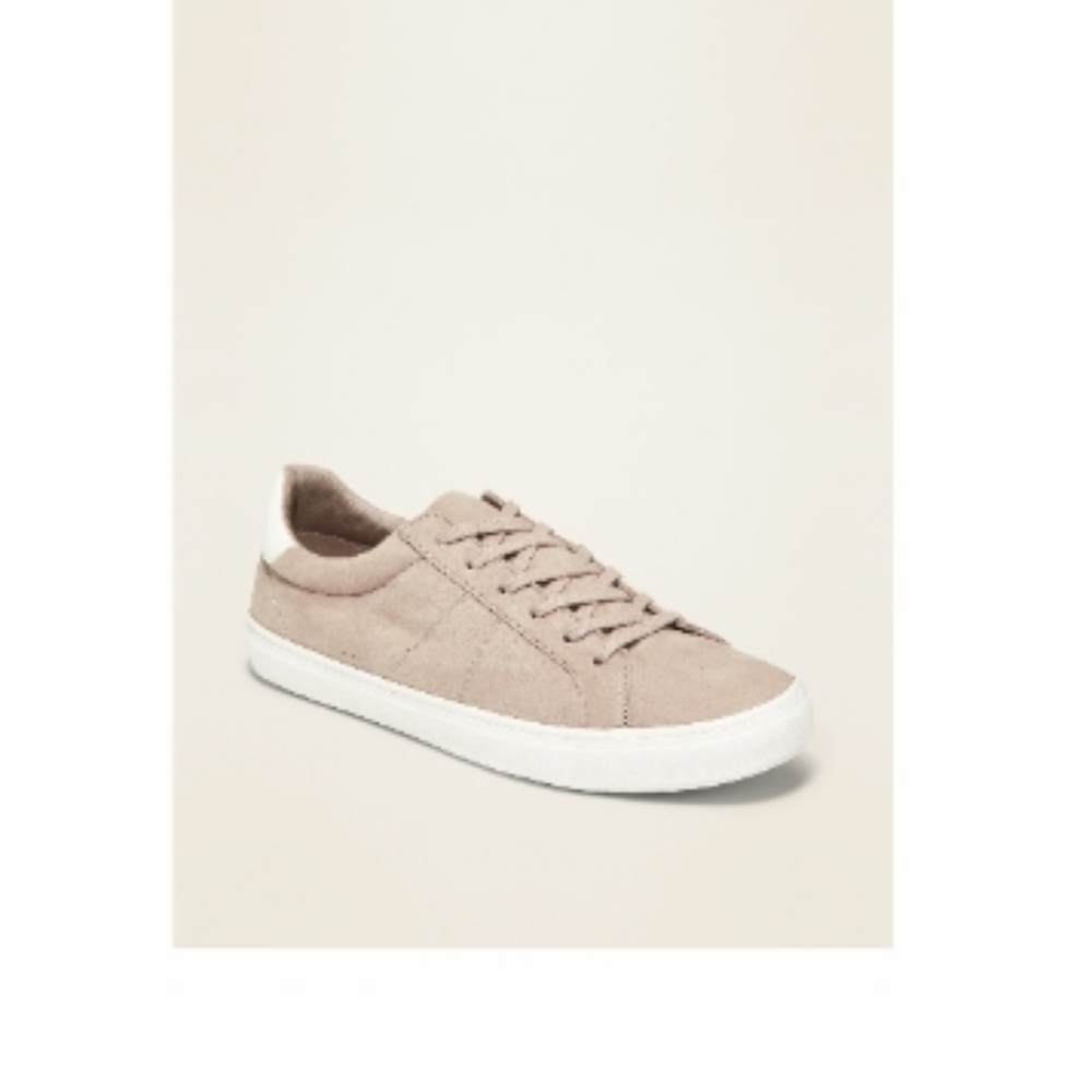 Old Navy Sneakers Faux Suede Lace Up Light Taupe Tan Brown 10